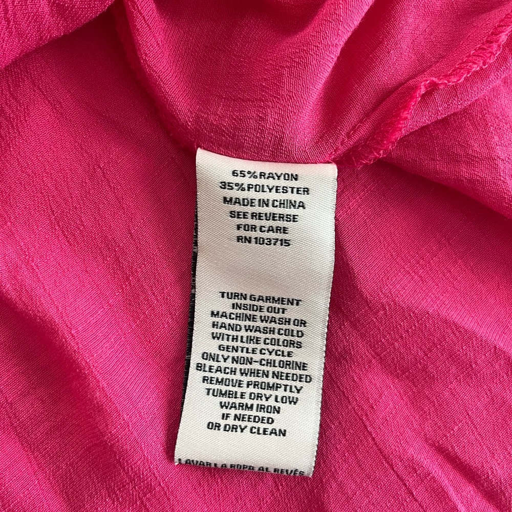 Nanette Lepore Fuchsia Ruffle Sleeve Blouse Women’s Size Medium - Picture 2 of 16